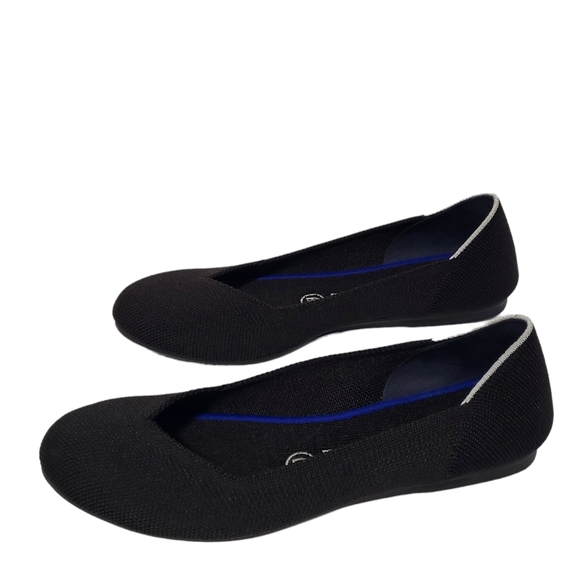 Rothy's The Flat Black Round Toe White Halo Slip on Shoes Retired Size 7.5 - Picture 4 of 12